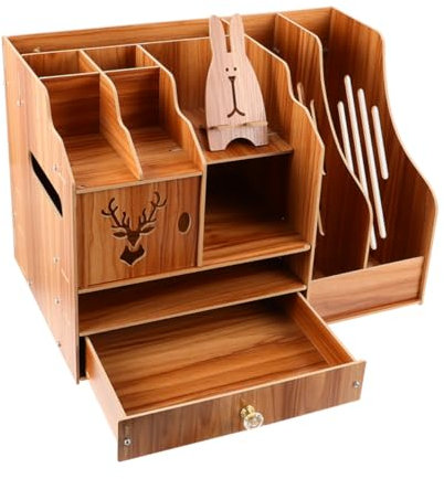 HAPINARY Büro-aufbewahrungsbox Aus Holz Für Den Schreibtisch Dateiaufbewahrungsschublade Mehrzweck-bücherregal