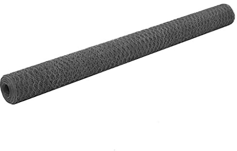 Xichuzi Drahtzaun Stahl mit PVC-Beschichtung 25x1,5 m Grau, Maschendrahtzaun, Gartenzaun, Hühnerzaun, Hundezaun, Hasendraht, Draht Zaun 143285