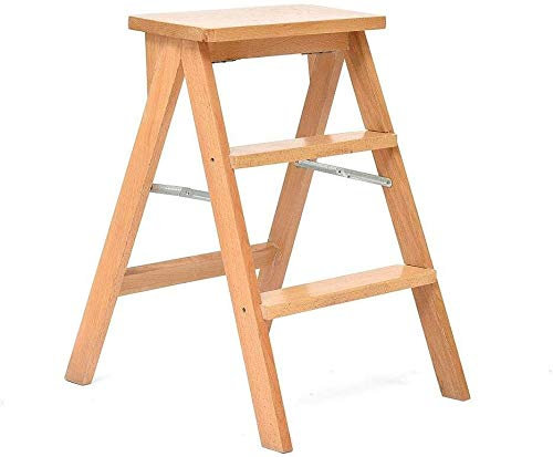 Silla plegable de madera para cocina, multifuncional, asiento de escalera de madera maciza para adultos, banco de hogar simple y resistente