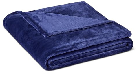 Amazon Basics Coperta in Pile Morbida e Confortevole per Divano, 127 x 152 cm, Blu Navy