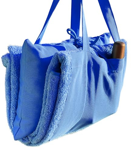 Xclusive Line 3-in-1 Handtuch für Sonnenliege mit Tasche & Kissen, (Dunkelblau) 75x175 cm, 100% Baumwolle Frottee, rutschfestes Liegenhandtuch, Strandtuch