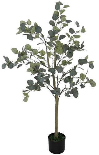HOMCOM Planta Artificial Decorativa Grande 120 cm, Eucalipto Artificial Planta con Maceta y Hojas, para Interior, Hogar, Oficina, Casa, Dormitorio, Verde