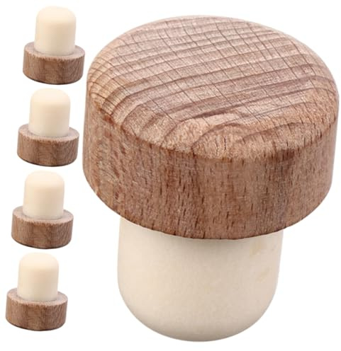 NAMOARLY 5 Stück Holz Weinkorken Flaschenverschlüsse für Rotwein mit T-Form zur Frischeerhaltung und Aromasicherung für Party und Freunde