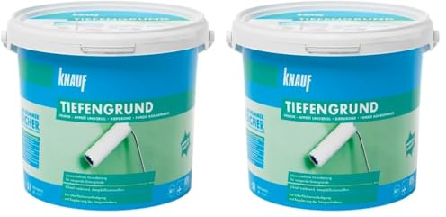 Knauf Tiefengrund, tiefenwirkende Grundierung für saugende Untergründe – Primer, Haft-Vermittler zum Auftragen von Farbe und Schutz – gebrauchsfertig, lösemittelfrei und schnell trocknend, 5-l