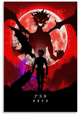 hoxaooi Black Clover Poster Asta Poster Für Zimmer, Ästhetische Leinwand-Wandkunst, Schlafzimmer-Dekor Poster 12x18inch(30x45cm)