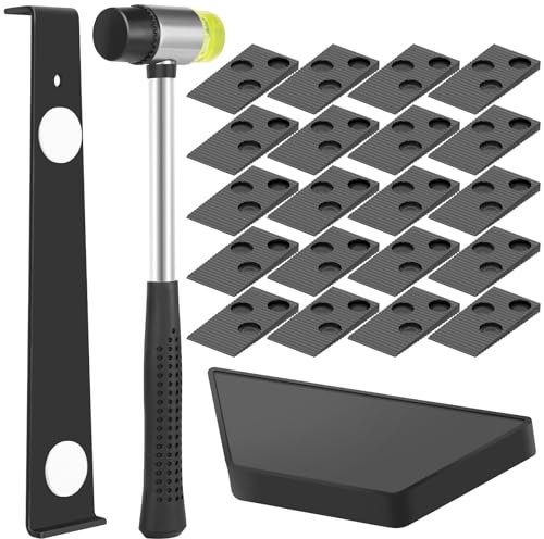 23 PCS Holzboden Installationskit Komplettes Laminat Holzbödenwerkzeug mit doppeltem Hammer Hammer Heavy Duty Pull Bar Solid -Klopfblock und 20 PCs -Abstandshalter für Bodenbelägeprojekte