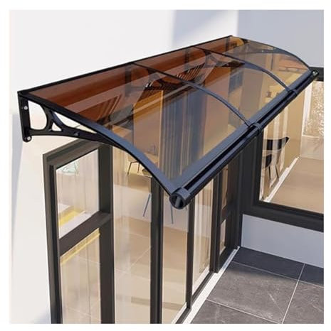 Grande tettoia impermeabile in alluminio con design grondaia, protezione UV, protezione da pioggia e neve, per porta d'ingresso (150 cm x 250 cm)