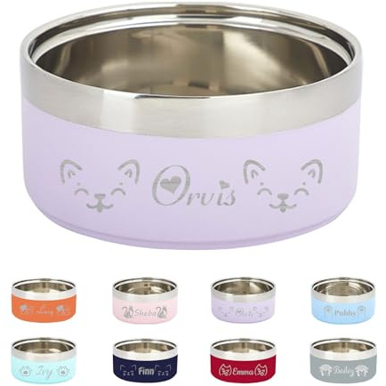 Bol pour Animaux de Compagnie en Acier Inoxydable personnalisé avec Gravure, Grande capacité Double Couche avec Tapis antidérapant, Convient aux Chats et aux Chiens, Cadeau pour Anima
