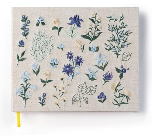 Embroidered Fabric Guest Books - Elegant Wedding Guest Book - Perfect for Wedding Receptions, Birthdays and Special Events - Baby Shower Guest Book with 200 Pages Blank and Lined for Sign-in and Photo