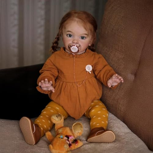 ROSHUAN Muñecas realistas Reborn de 26 Pulgadas, muñeca de bebé Pippa Reborn con Peso de Tela Suave con Cuerpo de la Vida Real, muñeca de bebé de Pelo marrón, muñecas realistas para niños pequeños