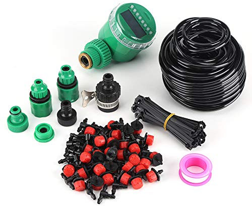25m DIY Micro Drip Irrigation System with Timer | Self Watering Garden Hose for Flowers/Plants/Bonsai | Water Saving Up to 70% | Automatic Plant Watering Kit