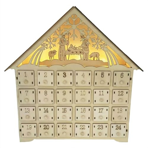 Christmas Wooden Advent Calendar with 24 Storage Drawers,2025 New Empty Advent Calendar To Fill Yourself,Wooden Drawer Countdown To Christmas,DIY 24 Day Countdown Calendar Ornaments for Kids Adults