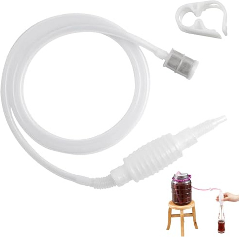 Brew - Tubo per sifone in silicone, per sollevamento vini, con pompa, tubo per vino e birra, filtro per vino con pompa per la produzione di birra, facile da usare