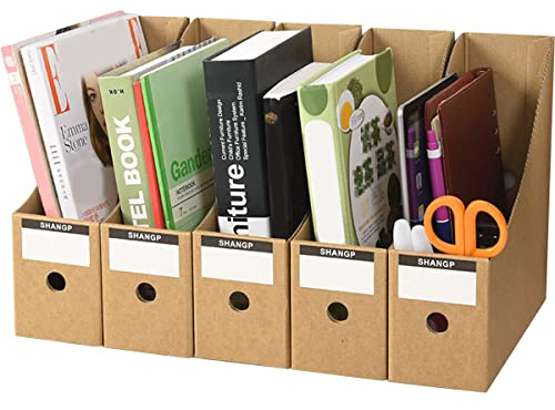 YUEKUNTJ 5 Pack Magazine File Holder Set Foldable Magazine Organizer Desktop Document Holder Rack Stationery Document Storage Box Premium File Stand for Desk School Dormitory Office Home