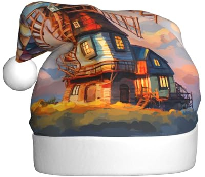 YYHWHJDE Balloon Windmill Pattern Christmas Hat for Adult Soft and Fluffy, Ideal for Long-Term Use