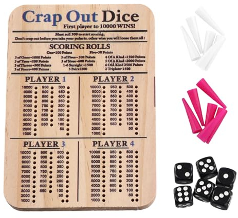 Ujjdwiurgh Tablero de Puntuación de Dados de Madera, Juego Familiar Clásico, Juego de Mesa de Dados Redondo Divertido con Bandeja de Madera, Almohadilla de Puntuación, Bandeja para Dados S