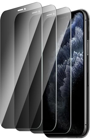 QZYWIKA Privacy screen protector for iPhone 11 pro max/xs max, 3 Pack tempered glass 9H hardness, Privacy screen, Bubble-free Scratch-resistant Impact-resistant