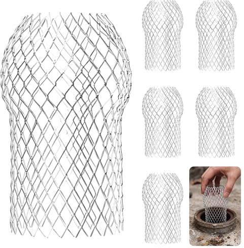 6 PcsGutter Downspout Guard,Aluminum Gutter Guards Downpipe,Gutter Downpipe Leaf Guard, Expandable Filter Mesh Down Pipe Leaf Guards,Guttering Pipes and Fittings, Prevent Leaf Muck Debris Blockages