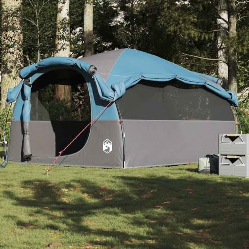 Tente gonflable pour le camping, tente familiale tunnel 6 personnes, bleue, étanche pour le camping, la plage et les activités de plein air