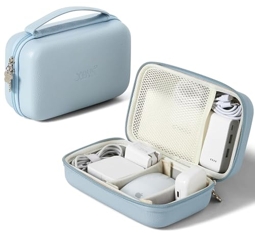 Linpr Portable Charger Case, Tech Electronic Organizer Bag, Blue, XL | Small Travel Storage Pouch for Laptop Accessories, MacBook Power Adapter, Charging Cords, USB Drives, Power Bank