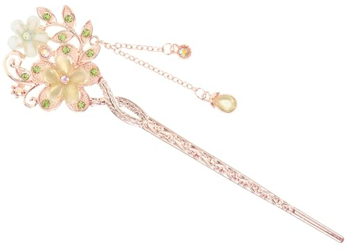 PartyKindom Chinese Traditional Flower for Occasion to Showcase Charm and Elevate Style Green Alloy Hair Styling Accessories with Unique Elegant Design Hair Sticks for Women