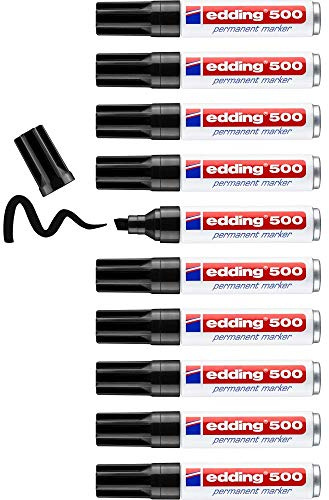 Edding 500-10 Marcadores Permanentes - Punta Biselada 2-7mm - Negro