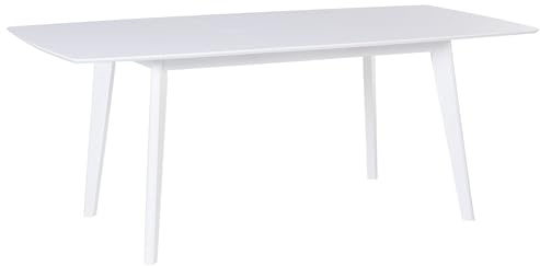 Beliani Table Extensible 150/195 x 90 cm en MDF et Bois d'Hévéa Blanc Moderne Sanford