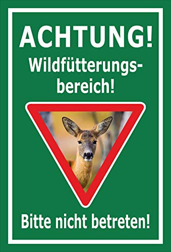 Melis-Folienwerkstatt Schild Wildfütterungs-Bereich - 60x40cm - Bohrlöcher - 3mm Aluverbund – 20 VAR S00359-189-E