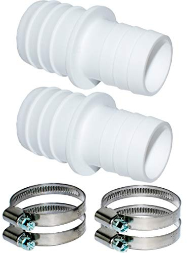 Pangaea Tech Kunststoff, 2X Schlauchverbinder 32mm auf 38mm Ø Set mit Schlauchschellen - Pool-Schlauchadapter - Doppelschlauchtülle 2er Pack