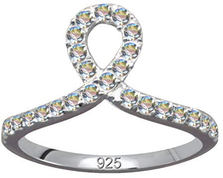 RING Unendlichkeit/Echt Silber 925 mit Zirkonia/Jugendstil Design/Steinfarbe: klar weiss/modern cool trendy hip/Online Shop Schmuck kaufen / 59055