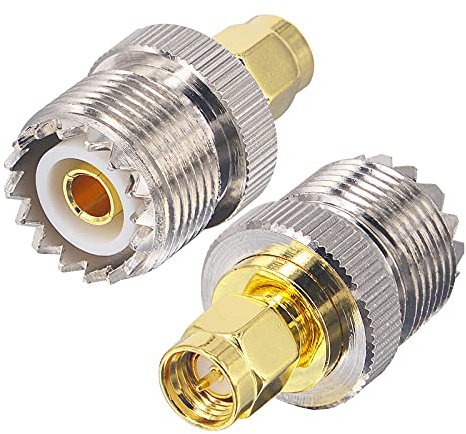Boobrie UHF Buchse auf SMA Stecker Adapter 2 Stück - UHF auf SMA Koaxial Verbinder HF Coax Stecker SO239 Handantenne PL-259 Konverter für Walkie Talkie Antennen Broadcast Radios WiFi