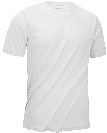 KEFITEVD UV-skjorta herr sportskjorta kortärmad snabbtorkande sport t-shirt lätt funktionell skjorta andas löpartröja, Vit, 3XL