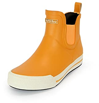 MADSea Unisex Gummistiefelette Short Story | Regenstiefel Gummistiefel Gartenschuhe Wasserdicht Segelstiefel | Kurzer Schaft Knöchelhoch, Gelb/Weiß, 43 EU