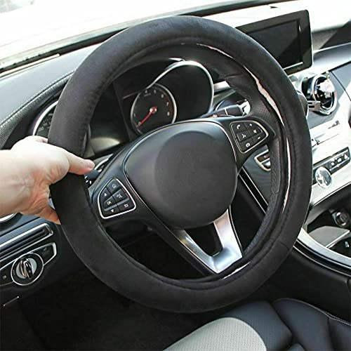 Riloer Beheizte Lenkradabdeckung 12V Auto-Schutzhülle mit 45-65 Grad Celsius für bequemen Winter-Handwärmer Beheizte Griffe, lenkradheizung mit akku- Schwarz