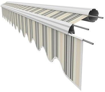 Leudus Markisenstoff mit Volant für 5 x 3,5 m Markisen-Ersatzstoff Markisentuch Markisenbespannung Markisentuch Sonnenschutz fertig genäht Maß Tuch 4,85 x 3,5 m Volant 4,85 x 0,21 m Design SPD089