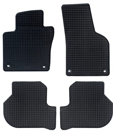 Auto Accesorios Lupex - Juego de 4 alfombrillas de goma para autos compatibles con Golf 5, adecuado para todas las estaciones, negro, moldeadas delanteras y traseras