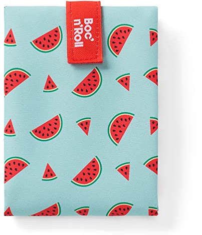 Roll'eat ® | Bolsa Merienda, Porta Bocadillos con Envoltorio Reutilizable, Porta Alimentos Ecológico sin BPA, Bolsa de Tela, Modelo Watermelon - Boc'n'Roll Fruits