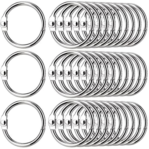 Buchringe, 80 Stück Buchring Buchbinderinge Ringbinder, 25mm Binder Ringe | Loseblatt Verbinder Metall Bücher Ringe Heftringe für Schlüsselringe, Scrapbook, Album, Memo-Ablage