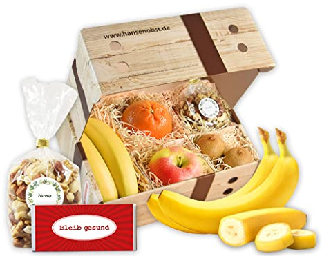 Hansen Obst - Geschenkbox - fruchtige Obst-Box - “Bleib gesund, klein” - Präsentkorb - Obst-Geschenkset - gefüllte Obstkiste - Probier-Obstbox (Die Rustikale)