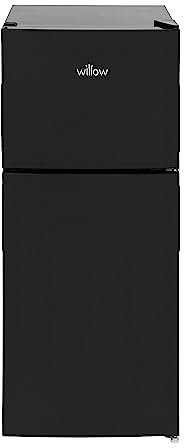 Willow WTM118B 118L Top Mount Fridge Freezer with 4* Freezer Rating, Adjustable Thermostat, Mark-Proof Finish, 2 Years Manufacturer’s Warranty - Black