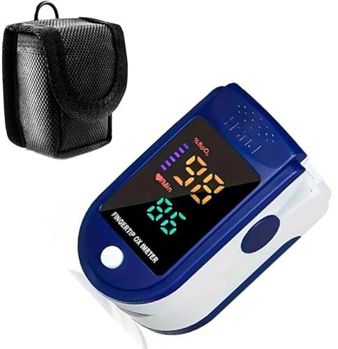Pulsioxímetro de Dedo Profesional con Funda Protectora de REGALO, Preciso Medidor de Oxigeno en Sangre Y Pulso, Oximetro, Aparato Digital de Fácil Lectura. Pilas No Incluidas