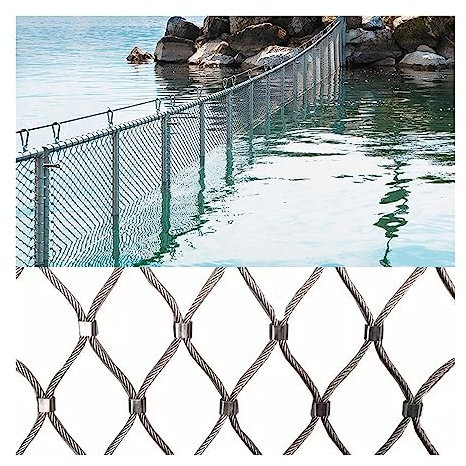 LXBAMKEA Red De Cable De Acero Inoxidable, Malla Cable Flexible para Dividir Frontera De Protección, Escalera Balcón Balaustrada Red Anticaída, Valla De Campo De Fútbol Garden Farm (Color : Silver,