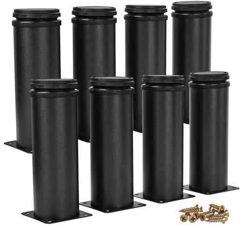 6 Inch / 15cm Metal Furniture Legs, 8Pcs Round Adjustable Stainless Steel Furniture Feet DIY Replacement Support Leg for Table Cabinet Kitchen TV Stand Desk
