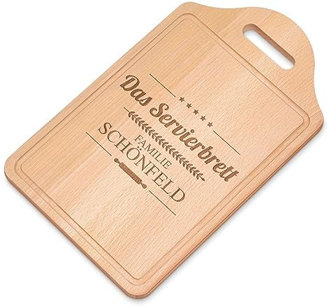 Maverton rechteckiges Küchenbrett mit Gravur - personalisiertes Brotzeitbrett aus Buchenholz - Küchenzubehör - Frühstücksbrett mit Wunschmotiv für Paare - Größe: 38x23 cm - Servieren