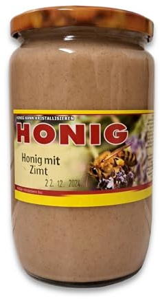 Honig mit Zimt 1kg | Zimt mit Honig 100% naturbelassener Bienenhonig von Familien-Imkerei