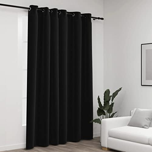 FENLAX Verdunkelungsvorhang mit Ösen Leinenoptik Anthrazit 290x245 cm Gardinen Verdunkelnd Vorhänge Modern Wohnzimmer Schlafzimmer Büroräume Vorhang Privatsphäre Schützen