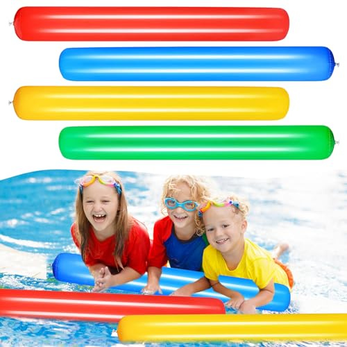 Lot de 4 Nouilles de Piscine gonflables de 105 cm, Frites Natation pour Piscine, Jouet de Piscine Creux Durable pour Enfants et Adultes, pour Le Bain, l'entraînement de Natation, l'aquasport