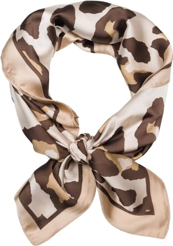 styleBREAKER Damen Halstuch Leopard Print Quadratisch | 70x70 cm Maß, seidig weiches Polyester-Gewebe, als Haarband oder Taschen-Verzierung knotbar, farbig abgesetzter Rand.