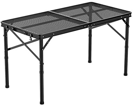 Schwarzer Outdoor-Campingtisch, leichter tragbarer Picknicktisch mit Griff, zusammenklappbarer Campingtisch aus Aluminium, höhenverstellbar für Sandgrillen, Wandern, Reisen (Größe: 60 x 45 cm) (90 x