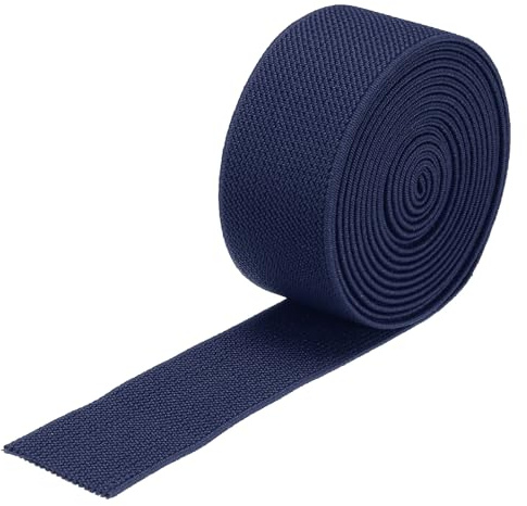 QUARKZMAN Bande Élastique Large en Sergé Double Face 3cm Plat 2M Bleu Foncé | Bande Élastique Tissée Bobine Élastique Tricotée Sangle Extensible Lourde pour la Couture, la Ceinture